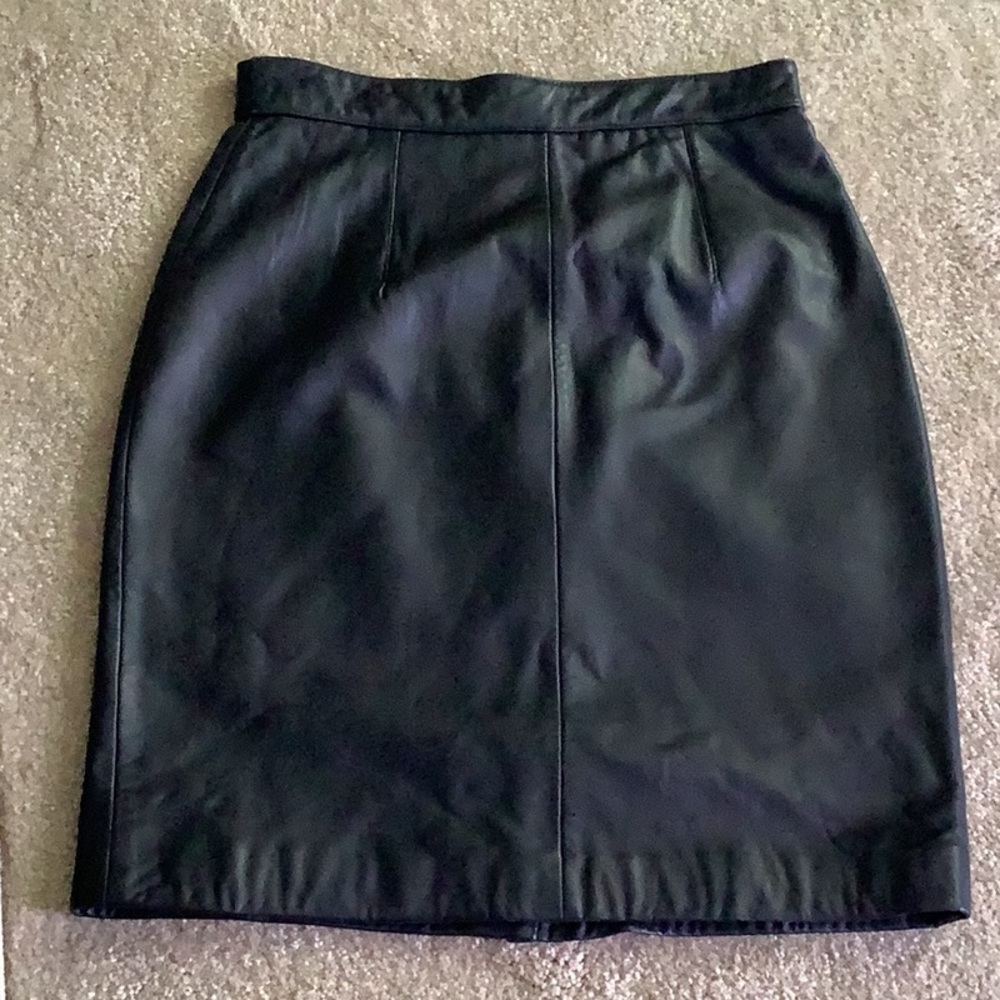 ADLER Collection leather skirt black full-lined zipper back (8) soft lea…